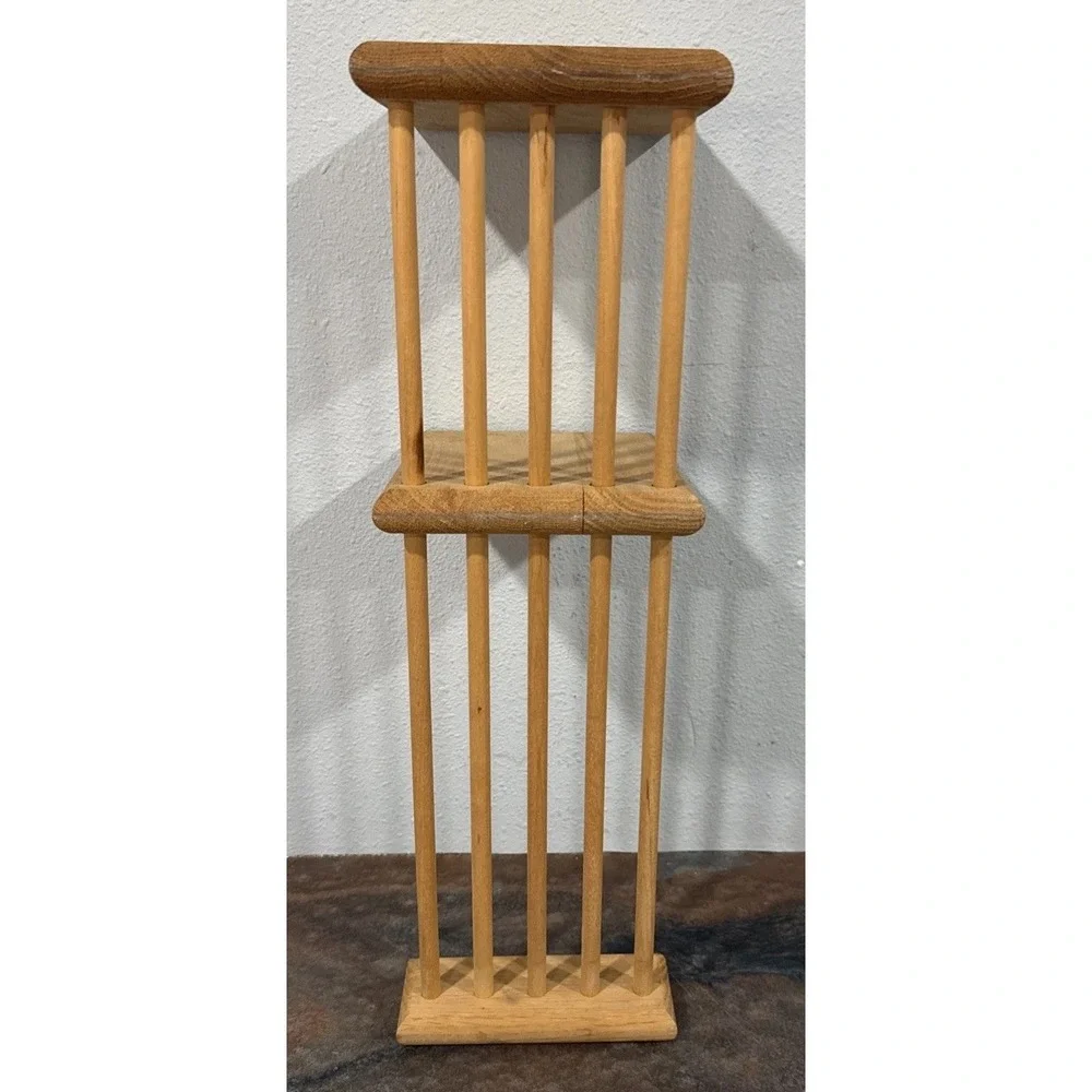 Vintage Oak Expanding Desktop Bookshelf Adjustable Wood CD DVD Storage Rack